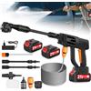 Yelyee Idropulitrice a Batteria Portatile 21V 120Bar 1700PSI con 2 Batterie 3.0Ah, 6-in-1 Ugello, Motore Brushless, 5m Tubo, per Auto Giardino