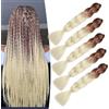 Dcbaboo Extension Capelli per Treccine Africane Marrone/Beige, Extension Treccine Africane 5PCS 500g 60cm Treccia Capelli Finti Sintetici Afro Trecce Ombre Jumbo Braiding Hair Extension per Treccine
