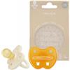 HEVEA Ciuccio in gomma naturale, forma rotonda, 3 - 36 mesi, design igienico, per neonati fino a bambini, senza BPA, morbido e durevole, confezione da due (bianco latte e naturale)