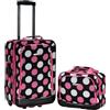 Rockland Set di valigie verticali Softside moda, Multi/Rosa Dot, 2-Piece Set (14/19), Set Bagagli