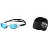 ARENA The One Mirror, Occhiali Unisex Adulto, Blu (Blue White Black), Taglia Unica & Cuffia da Bagno Unisex in Poliestere II, Nuoto, Nero, Taglia Unica