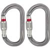 Petzl OK Moschettone - Moschettone Ovale da Utilizzare con Pulegge e Salita per Arrampicata e Viaggio Ghiacciaio - Chiusura a vite (Confezione da 2)
