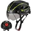 Favoto Casco da Bicicletta Adulti con Luce LED e Visiera Magnetica | Con visiera, modalità LED, leggero, traspirante, unisex, certificato CE, regolabile & fodera rimovibile