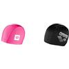 ARENA Unix II, Cuffia Unisex Adulto, Pink, Rosa & Cappello da Bagno Poliestere II, Nuoto Unisex Adulto, Nero, Taglia Unica