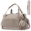 ZHVoyage Borsa sportiva da donna, 24 l, Weekend, impermeabile, da viaggio, borsa da viaggio, borsa per ospedale, nascita, con borsa bagnata in PVC, per fitness, nuoto, sauna (Beige)