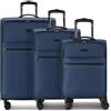 BUGATTI Set di 3 valigie per uomo e donna, trolley da viaggio, 46,5 x 28,5 x 75 cm, in poliestere flessibile di alta qualità, espandibile e doppio, serie Valencia Soft
