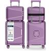 4FLY Set di valigie da viaggio leggere e rigide - Trolley con serratura TSA, doppie ruote, manico telescopico in alluminio e doppia cerniera, beauty case, bagaglio a mano e bagaglio da stiva, Lilla