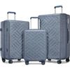 Supercase Set di 3 Valigie Rigide Valigia bagaglio a mano Rigida Leggero da Trasportare Trolley Medio Grande Rigido con Ruote e Serratura TSA,Grigio