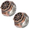 Ipetboom Orologio ad Anello Vintage a Forma di Timone 2 Pezzi in Lega di Zinco Copertura Apribile Resistente e Design Creativo per Accessori Donna