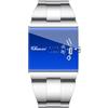 Gosasa Orologio quadrato per gli uomini, quadrante blu dello specchio | Quadrante rettangolare blu a specchio con un unico display dell'ora, cinturino in metallo lucido e stile moderno per ufficio