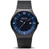 BERING Solar 14440-227 Orologio da polso da uomo, cassa in acciaio inossidabile nera da 40 mm e quadrante blu, cinturino in maglia milanese, vetro zaffiro, 5 ATM