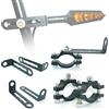 Pthene Staffa per indicatori di direzione per moto, 10 mm, 4 pezzi, universali, per indicatori di direzione, luci per tubi, in metallo, colore nero