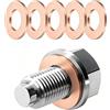 Bogoro Tappo Scarico Olio Magnetico Acciaio inox con 5 Rondelle Rame, Tappo Coppa Olio Auto Moto, Magnete Neodimio Protezione Motore (M14x1.25)