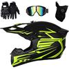 ABXUJWUB Casco Integrale Motocross Bambini CE/DOT - Design Ala Posteriore Stilizzato + Set Completo con Occhiali & Guanti per MTB/Quad - Unisex 4 Stagioni