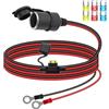 RIIEYOCA Cavo di Prolunga per Presa Accendisigari 12V/24V, Presa Accendisigari Femmina per Auto a Cavo Terminale O Ring con Copertura Impermeabile e Fusibile 20A per Auto, Barche, ecc. (2M)