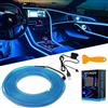 Keiurot Filo elettroluminescente al neon USB Filo al neon blu 5 m/16 piedi per illuminazione ambientale auto Atmosfera Led per interni auto Striscia luminosa per cucitura Decorazione per bordo