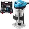 INMOZATA Palm Router Tool 800W, 33000R/MIN Router elettrico per legno con base trasparente e 15 punte per router da 6,35 mm, router per legno variabile a 6 velocità, strumenti per la lavorazione del legno per
