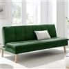 BAKAJI Divano Letto Reclinabile Clic Clac 3 Posti Reclinabile, Rivestimento in Tessuto, Seduta Imbottita ad Alta Densità e Ergonomica, Gambe in Legno, Apertura e Chiusura Facilitata (Verde)