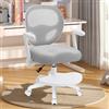 HOFFREE Sedia da scrivania per bambini, ergonomica, con bracciolo pieghevole e poggiapiedi, girevole, adatta per ragazze e ragazzi, sedia a rete, per camera da letto, libri, grigio