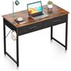 ODK Scrivania con 2 Cassetti, Piccola Scrivania con Portacuffie, Tavolo da Ufficio per Soggiorno, Casa (Marrone, 100x40x78,7cm)
