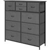 HOMCOM Cassettiera Moderna a 10 Cassetti in Tessuto non Tessuto, Acciaio e MDF, 100x30x100 cm, Nera