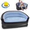 MeYuxg Divano gonfiabile a 2 posti, divano gonfiabile con superficie floccata, divano ad aria con pompa a pedale, poltrona gonfiabile impermeabile per esterni, campeggio, giardino e interni (blu)