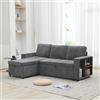 SUKY Divano angolare con vano portaoggetti, divano letto a forma di L, in ciniglia, grigio, 202 x 136 x 85 cm, portata 120 kg, vano portaoggetti laterale, può essere montato a sinistra o a destra
