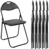 HAKU Set di 6 sedie pieghevoli nero, Schienale imbottito, sedile imbottito, acciaio - Dim. L 44,00 cm x A 80,00 cm x P 47,00 cm, Stile Moderno
