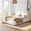 Autheria Letto imbottito 180 x 200 cm,letto 2 posti con rete a doghe,letto matrimoniale con testiera imbottita,bouclé Beige(Senza Materasso)