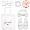Hestya 6 Regali per Sposa Addio al Nubilato Pantofole da Sposa Elastico Bianco Fascia per Capelli Borsa Tote Maschera per Occhi in Raso Specchio da Trucco per Proposta Festa Matrimonio Spa(Oro Rosa)