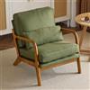 Bonnlo Poltrona Salotto in Legno e Velluto a Coste 65 x 82 x 75cm, Poltroncina Camera da Letto con Braccioli Curvi e Cuscino Lombare, Lounge Chair Design da Lettura e Soggiorno (Verde Scuro)