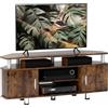 HOMCOM Mobile TV TV TV in legno Panca TV per TV fino a 55 pollici con grande vassoio, armadi a ante e scomparto aperto per soggiorno, camera da letto, 120 x 40 x 52 cm, marrone