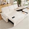 Lekvvied Divano componibile 3 posti con funzione letto estensibile e USB/Type-C,divano angolare a L con poggiatesta semifissi e vano portaoggetti,divani con chaise longue reversibile,ciniglia,beige