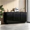 Kelodan Credenza 35 x 160 x 60 cm, 3 ante, contenitore lucido, 6 ripiani, ampio armadio, nero, truciolato, facile da pulire