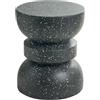 Beliani Tavolino in fibra di vetro MgO con piano rotondo a forma di clessidra con effetto terrazzo nero