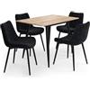 Vicco set tavolo da pranzo Beaver, Rovere dorato/Nero, 110 x 70 cm | con 4 sedie, nero