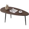 COSTWAY Tavolino da Salotto Ovale Basso (Marrone) | Tavolo da Caffè con Struttura Metallica Robusta, Design Compatto e Funzionale per Soggiorno, Ufficio e Lounge