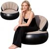 CEWROM Divano gonfiabile 2 in 1, divano gonfiabile con superficie floccata, impermeabile, poltrona portatile con pompa per soggiorno, all'aperto, campeggio, spiaggia, viaggi, divano, pouf (grigio)