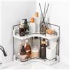 FeCaninCare Organizer angolare a 2 ripiani in legno massiccio con elegante bordo smerlato, moderno ed elegante mensola per bagno e cucina, resistente all'umidità, con recinzioni anti-caduta e cuscinetti