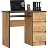 3E 3xE living.com 3xE living Scrivania Lynna A6 Destra Rovere Craft Piccola scrivania con 4 cassetti a destra, Dimensioni: Altezza: 77 cm, Larghezza: 90 cm, Profondità: 50 cm
