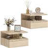 HOMCOM Set da 2 Comodini Sospesi Salvaspazio 35x32x22.5cm Rovere
