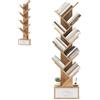 HOMASIS Libreria con Cassetto in Tessuto non Tessuto a Forma di Albero, Libreria Verticale a 10 Livelli in Legno, Scaffale Portaoggetti per Camera da Letto, Soggiorno, 38 x 20 x 149,5 cm (Naturale)