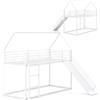 LIFEZEAL Struttura Letto a Soppalco 90x200cm, per Bambini, Adulti, con Sponda, Rete in Metallo, Scivolo, Scale, Spaizo, Forma di Casa, Letto a Castello Montessori, per Cameretta, Dormitorio (bianco)