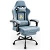 Symino Sedia Gaming con Poggiapiedi, Braccioli Collegati e Seduta da 7cm, Sedia Ergonomica da Ufficio in Pelle PU, Reclinabile 135° per Computer e Gioco