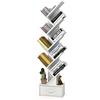 HOMASIS Libreria con Cassetto in Tessuto non Tessuto a Forma di Albero, Libreria Verticale a 10 Livelli in Legno, Scaffale Portaoggetti per Camera da Letto, Soggiorno, 38 x 20 x 149,5 cm (Bianco)
