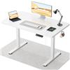 Flamaker Scrivania regolabile in altezza, tavolo intero 110 x 53 cm, scrivania elettrica regolabile in altezza per seduta in piedi, scrivania per computer con funzione di memoria, Bianco