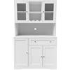 Garvee Credenza Cucina 173 cm, Mobile Dispensa Autoportante con Portabottiglie, Cassetto, Ripiani con Ante e Vetrina Moderna, Mobile Buffet con Stand Microonde per Sala da Pranzo