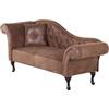 Beliani Chaise Longue Versione Sinistra Ecopelle Marrone Chiaro Stile Chesterfield