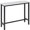 VSOGA Tavolo da bar con effetto marmo, tavolo da cucina con piedini regolabili per soggiorno, sala da pranzo, acciaio, 120 x 40 x 100 cm, bianco+nero