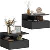 HOMCOM Set da 2 Comodini Sospesi Salvaspazio 35x32x22.5cm Nero